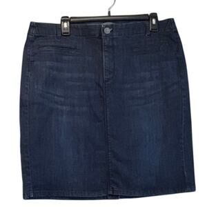 J.Jill Womens 14 Medium dark Denim Smooth Fit Knee Length skirt Preppy/Casual